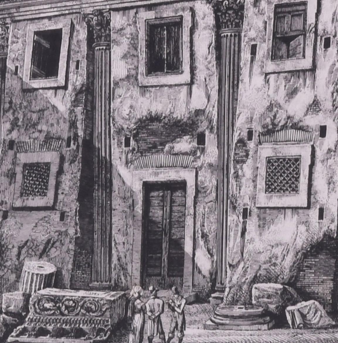 Veduta del Tempio delle Camene, da altri del Dio Ridicolo - Landscape Print Grigio di Luigi Rossini