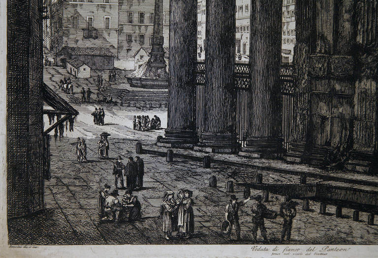Veduta Di Fianco Del Panteon - Print by Luigi Rossini