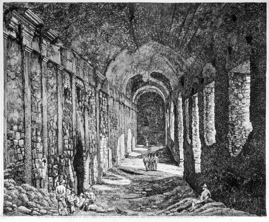 Veduta interna delle Sostruzioni ... - Etching by Luigi Rossini - 1824