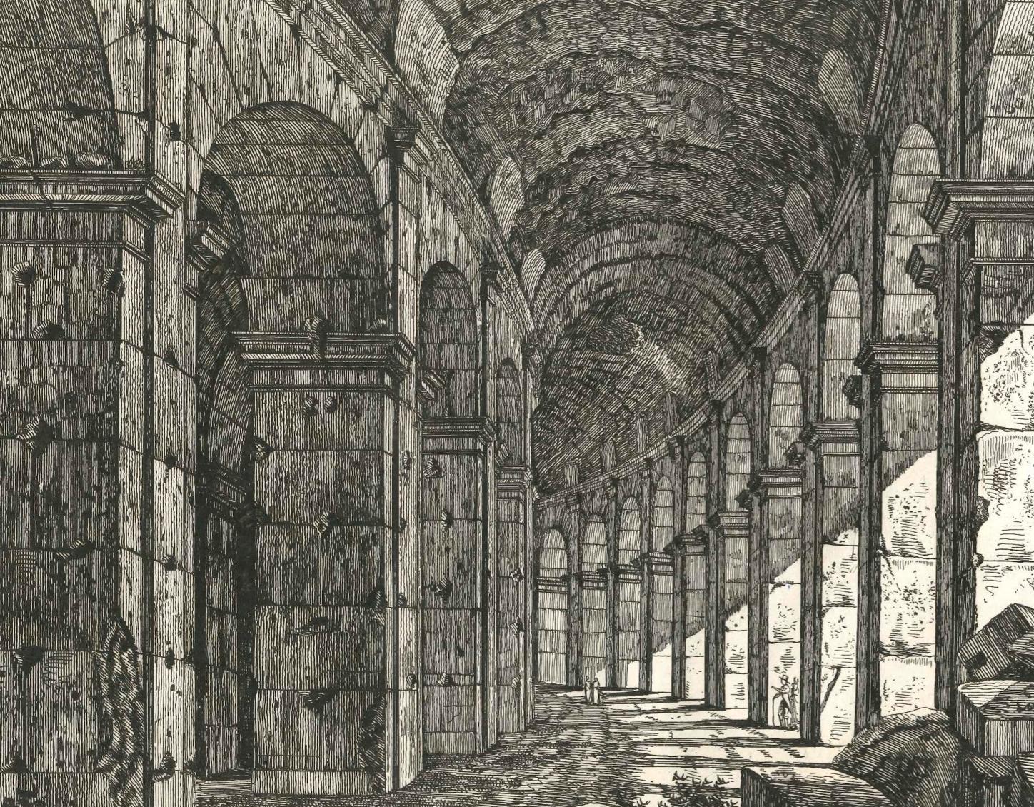 View of a Loggia of The Colosseum in Rome Engraving Signed Dated Luigi Rossini 3