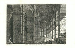 View of a Loggia of The Colosseum in Rome Engraving Signed Dated Luigi Rossini