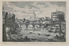 Vue de Castel Sant'Angelo - Décoration d'après Luigi Rossini - Début du 20e siècle