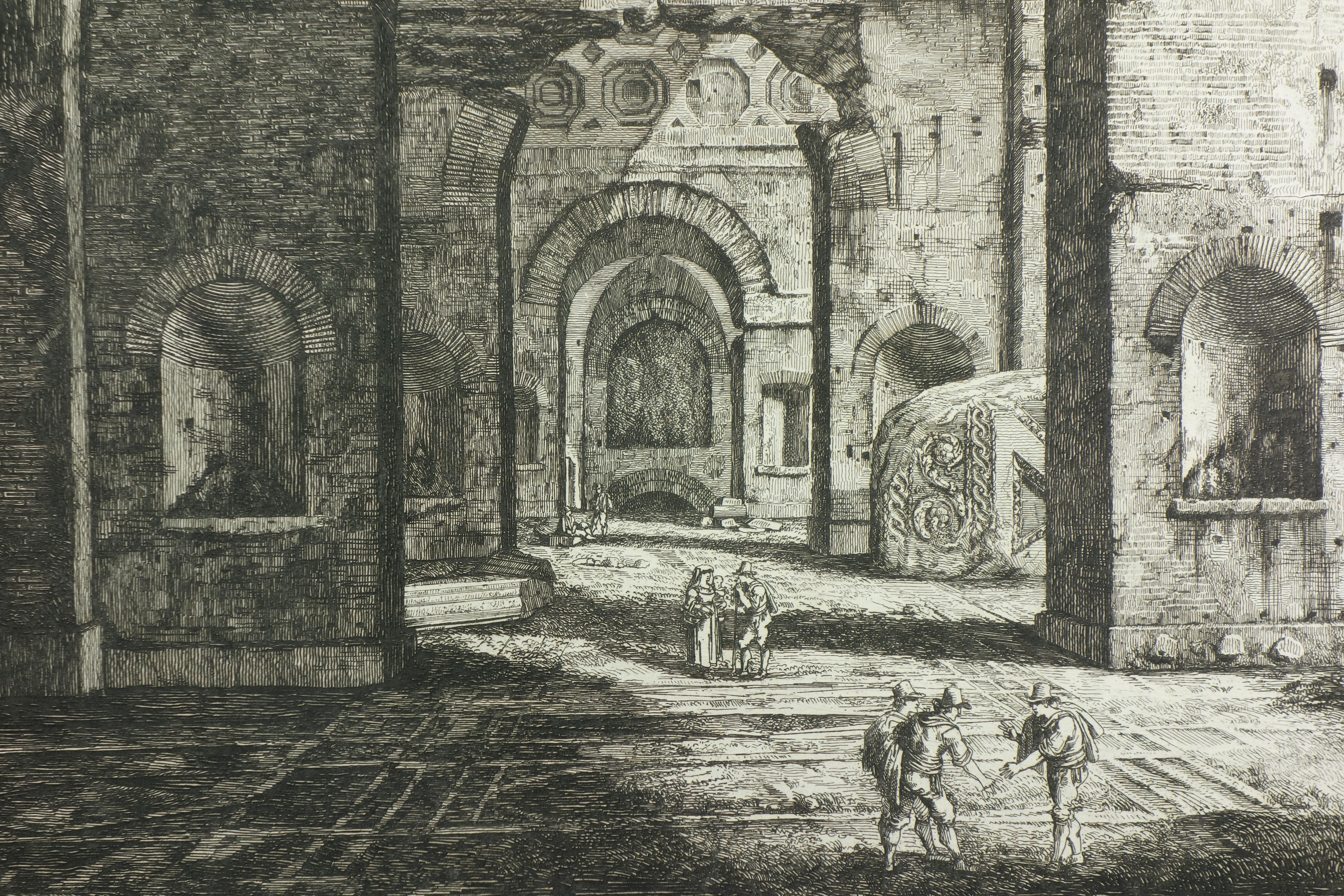 View of One of the Minor Naves of the Temple of Peace, Rome - Print by Luigi Rossini