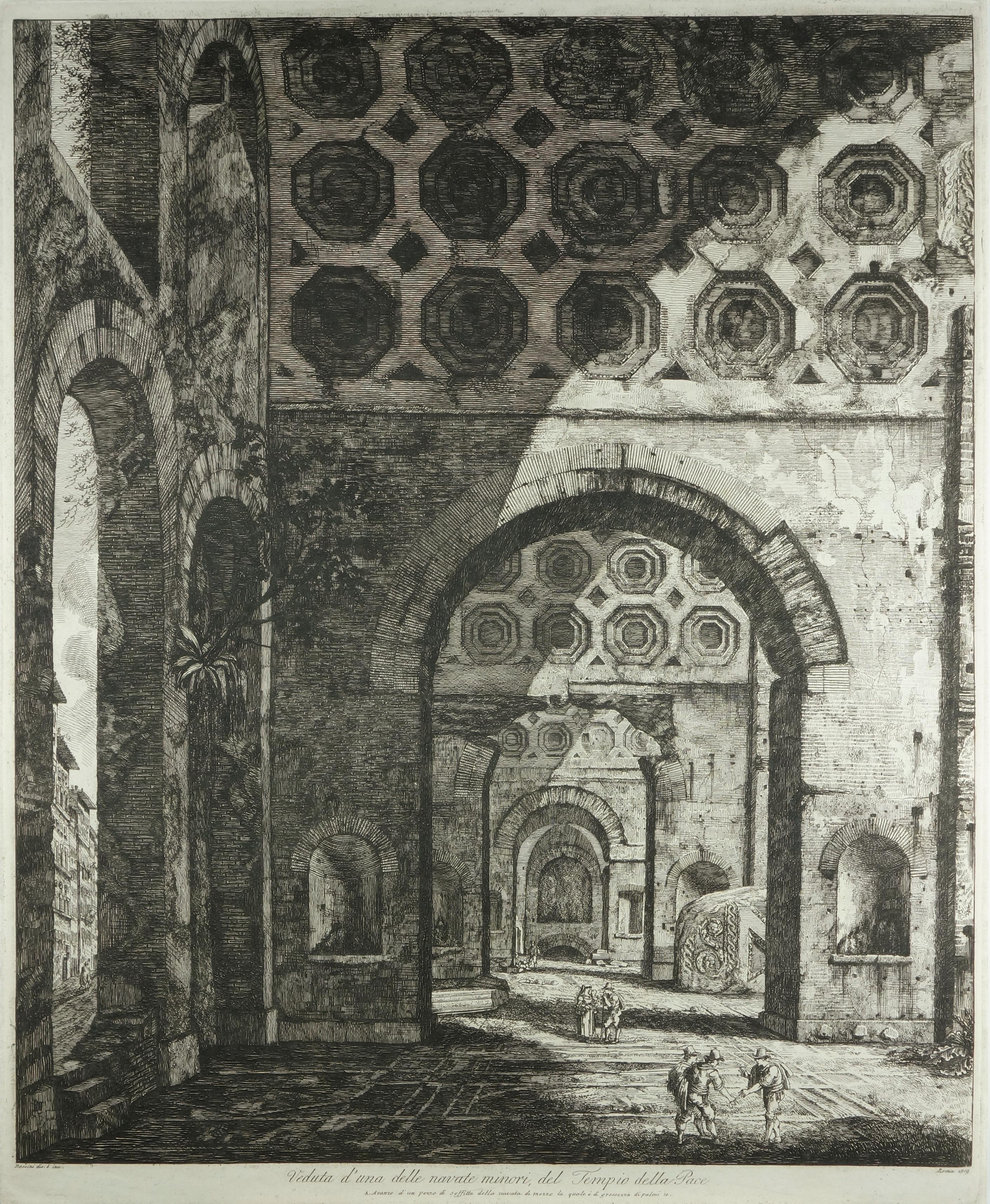 Luigi Rossini Print - View of One of the Minor Naves of the Temple of Peace, Rome