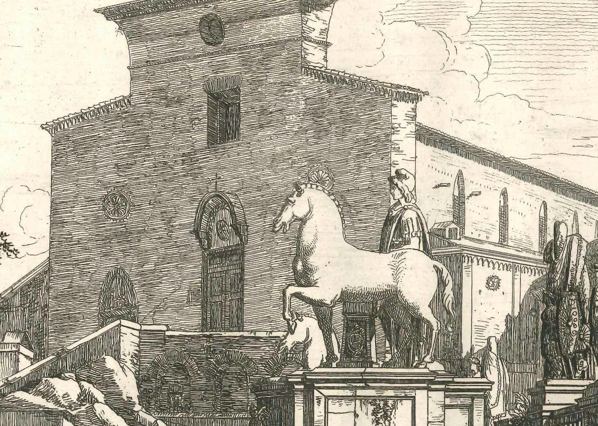 View of the Capitoline Hill in Rome Engraving Signed and Dated Luigi Rossini 3