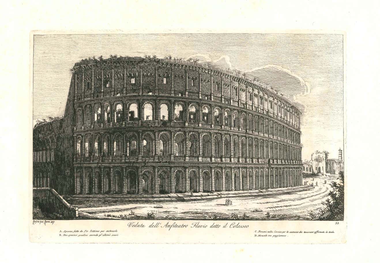 Luigi Rossini - 1800 Colosseum Landscape Realist in Rome Engraving ...