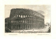 1800 Colosseum Landscape Realist in Rome Engraving Luigi Rossini on Paper