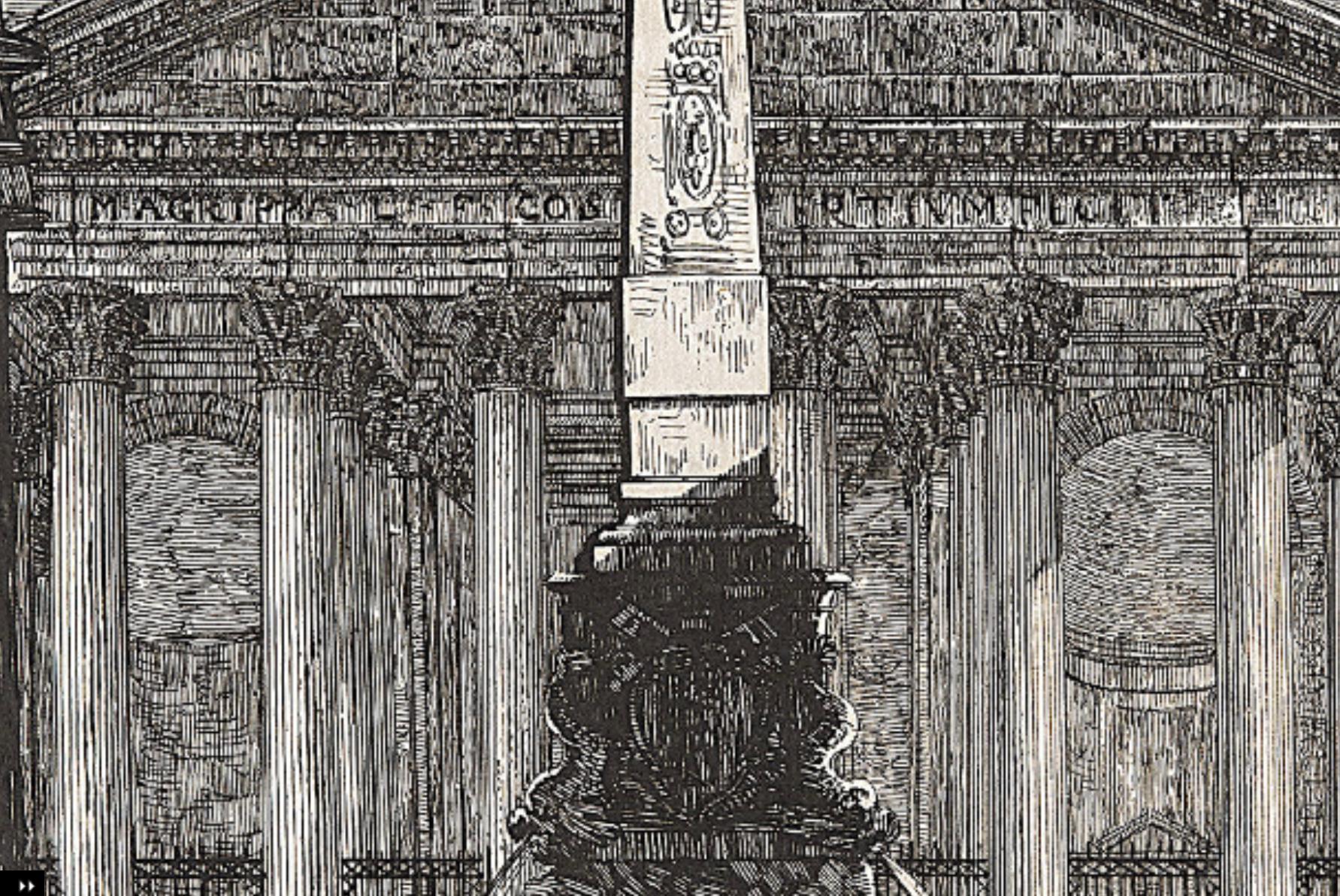 View of the Pantheon in Rome Engraving Signed and Dated Luigi Rossini  1