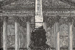View of the Pantheon in Rome Engraving Signed and Dated Luigi Rossini