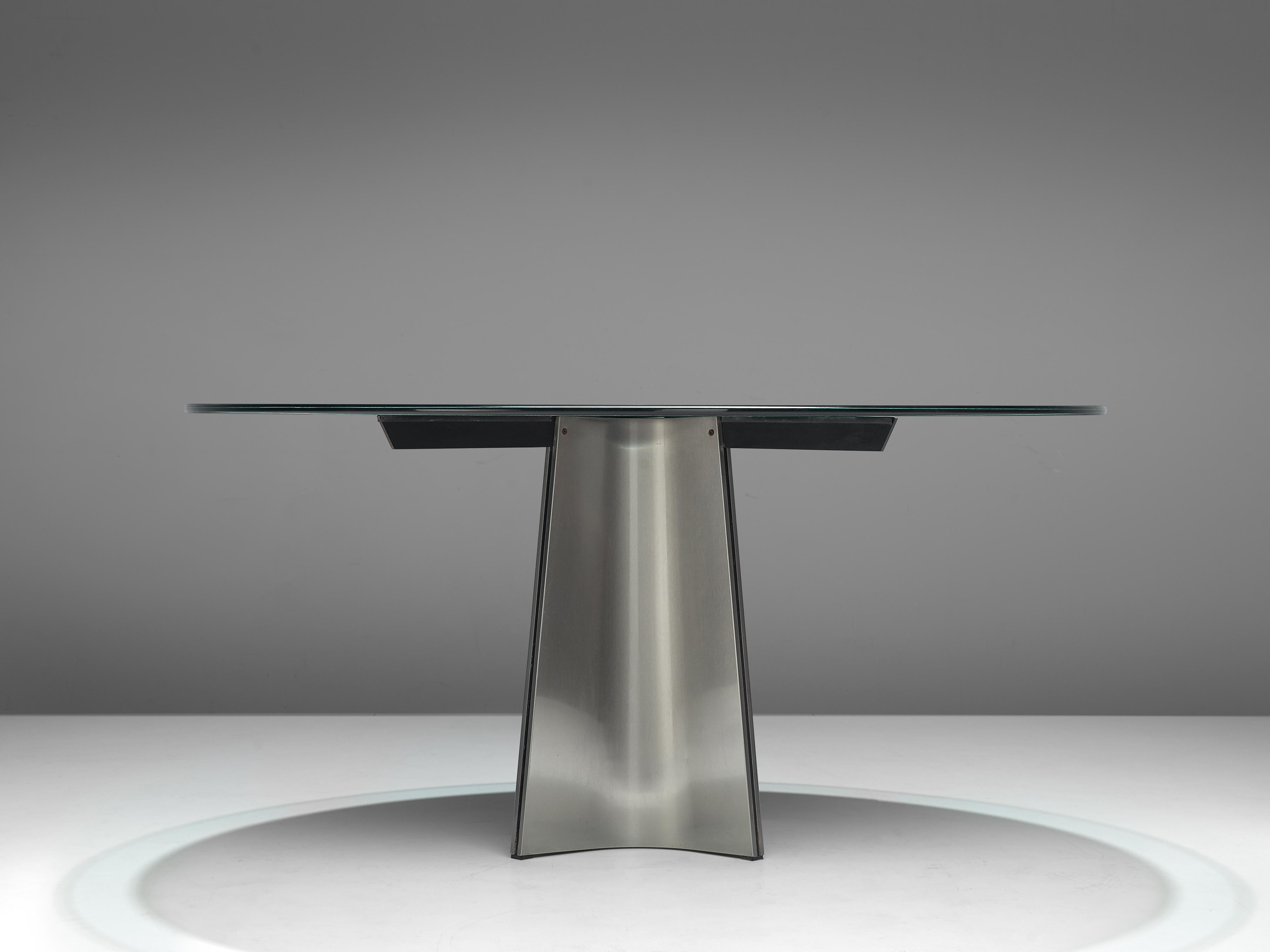 Luigi Saccardo Dining Table in Metal and Glass In Good Condition In Waalwijk, NL