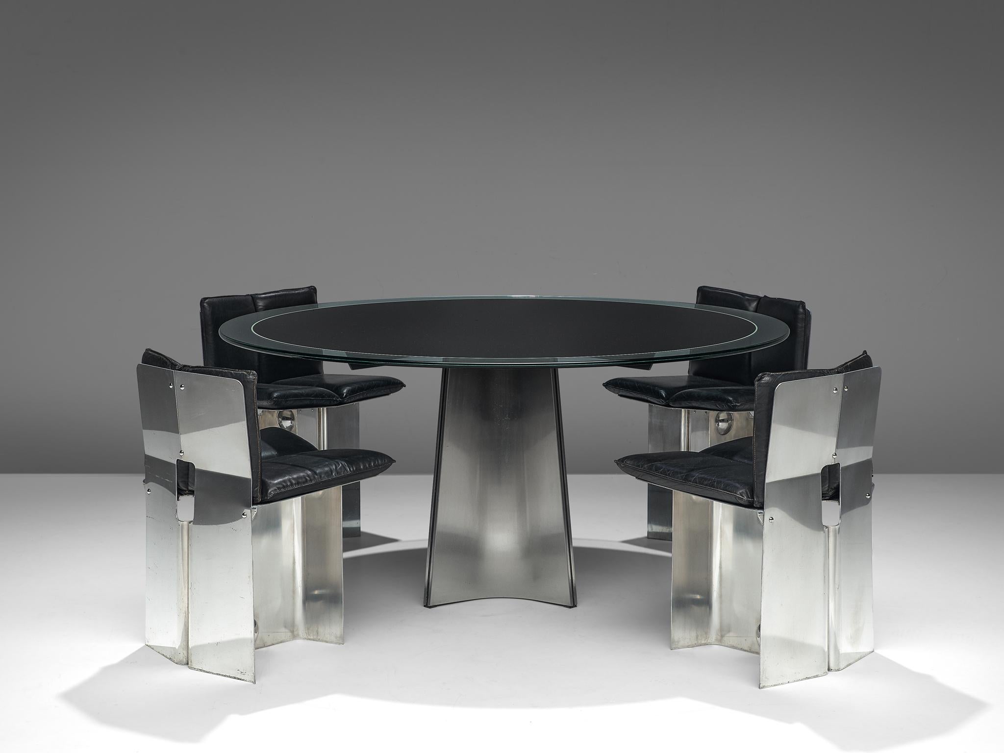 Luigi Saccardo Dining Table in Metal and Glass 1