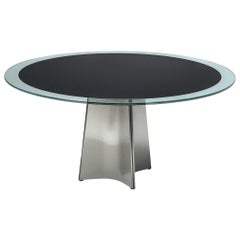 Luigi Saccardo Dining Table in Metal and Glass