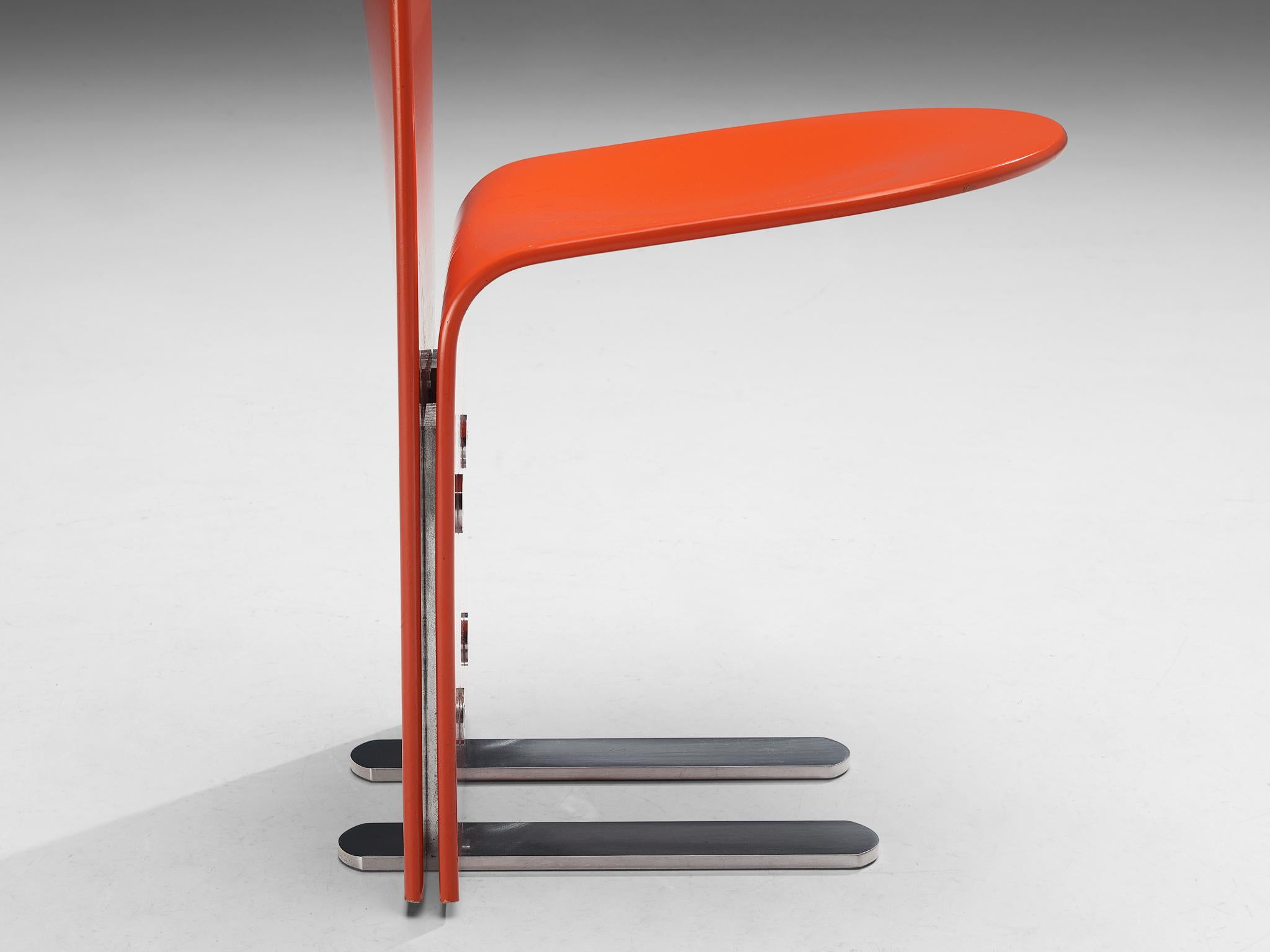 Luigi Saccardo for Arrmet 'Pelicano' Chairs in Red Plywood 2