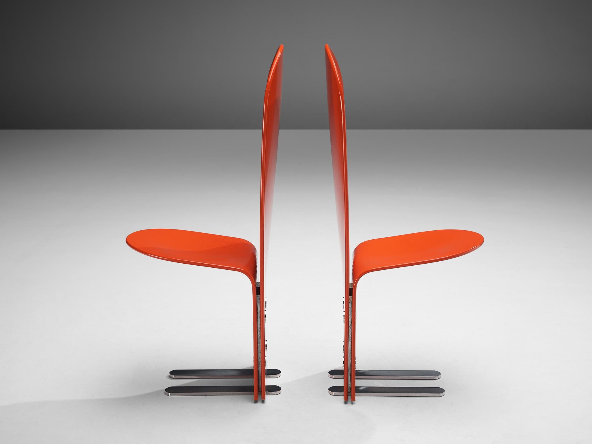 Luigi Saccardo for Arrmet 'Pelicano' Chairs in Red Plywood 7