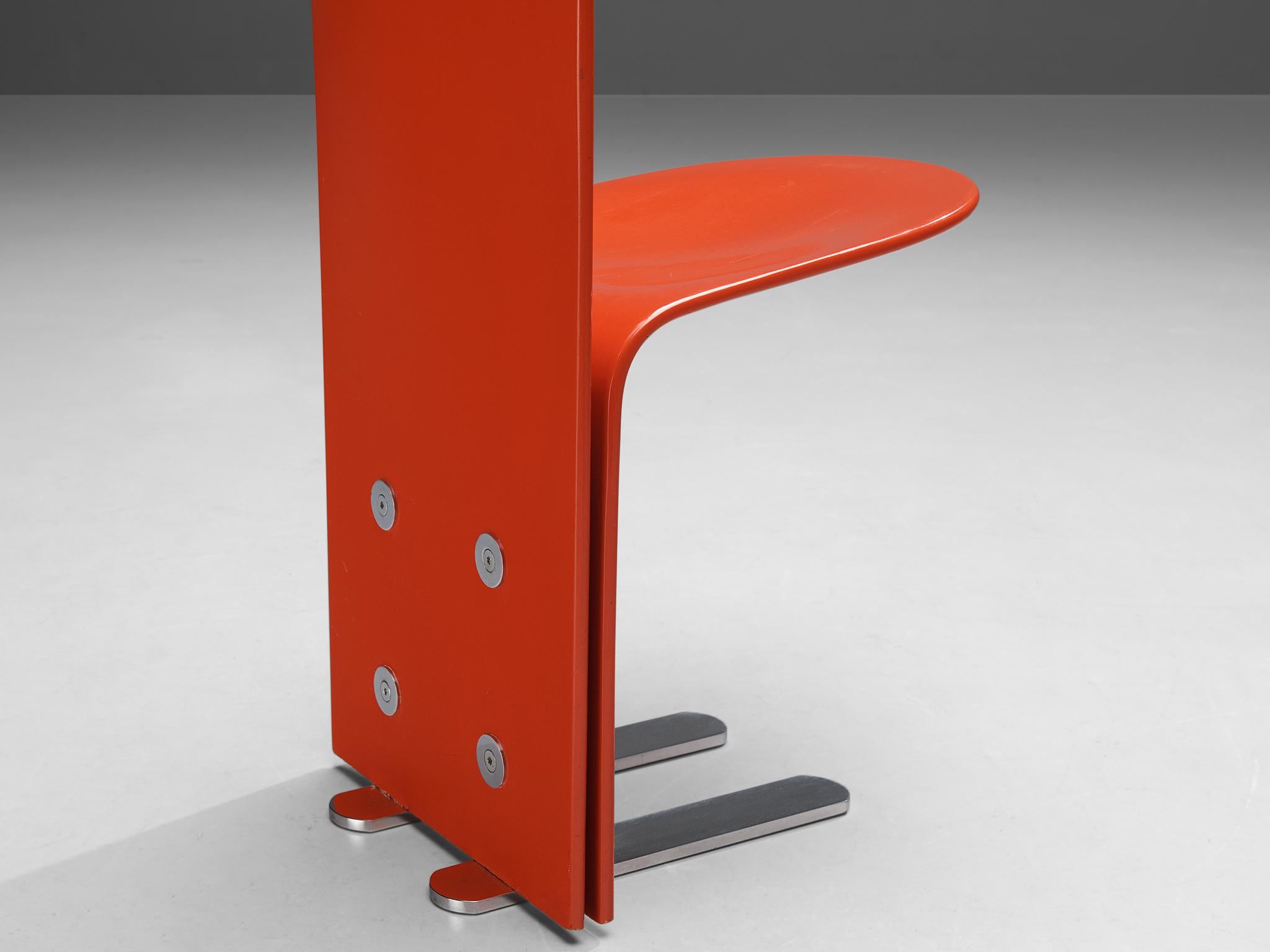 Luigi Saccardo for Arrmet 'Pelicano' Chairs in Red Plywood 10
