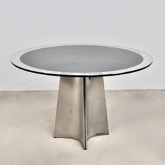 Luigi Saccardo for Maison Jansen, Round Table Steel Frame & Glass