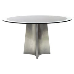 Luigi Saccardo for Maison Jansen, Round Table Steel Frame & Glass
