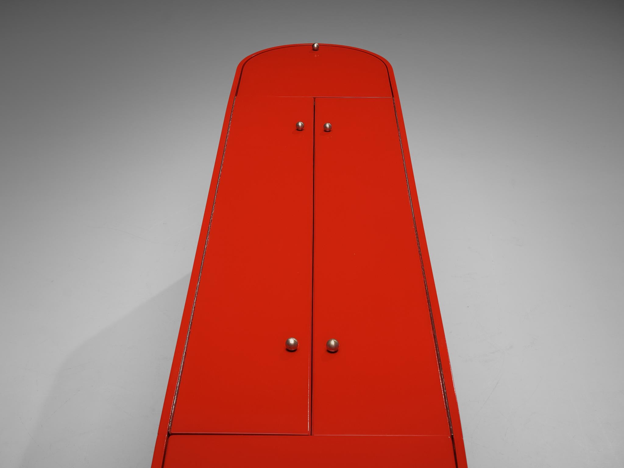 Italian Luigi Saccardo ‘Parentisi’ Sideboard with Dry Bar in Red Lacquer
