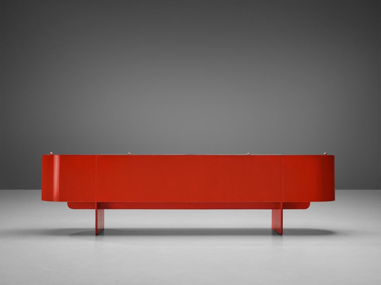 Lacquered Luigi Saccardo ‘Parentisi’ Sideboard with Dry Bar in Red Lacquer 