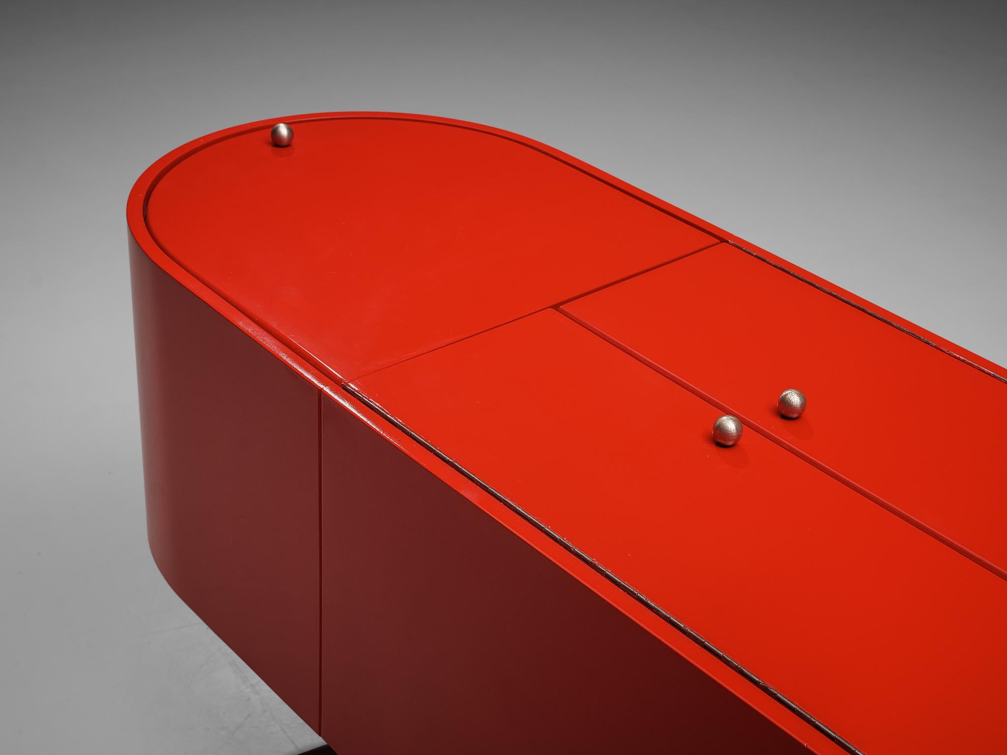 Luigi Saccardo ‘Parentisi’ Sideboard with Dry Bar in Red Lacquer 1