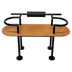 Luigi Saccardo Postmodern Black Metal and Tan Leather Bench for Polflex