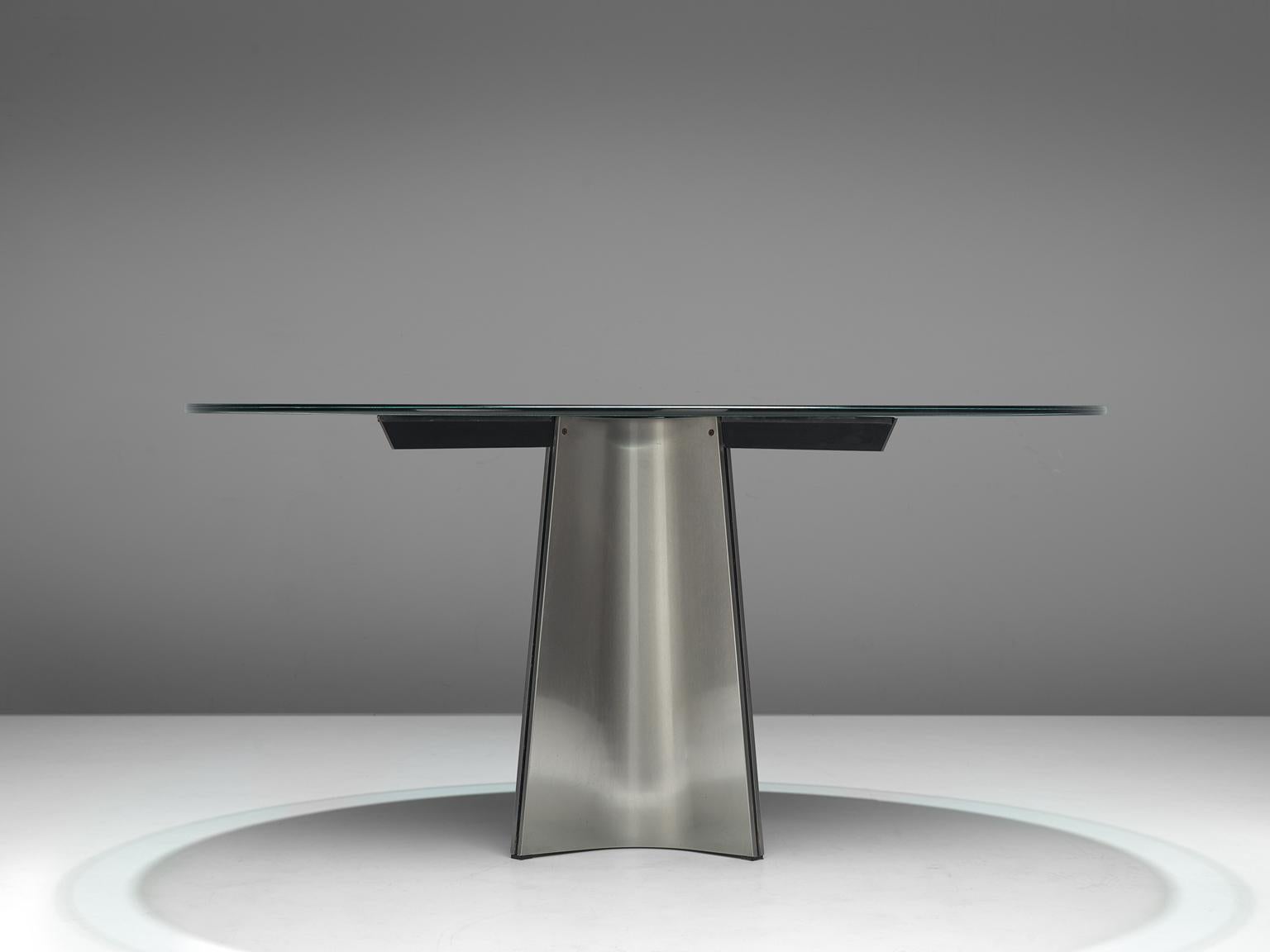 Mid-Century Modern Luigi Saccardo Postmodern Dining Table with Metal Foot, 1970s