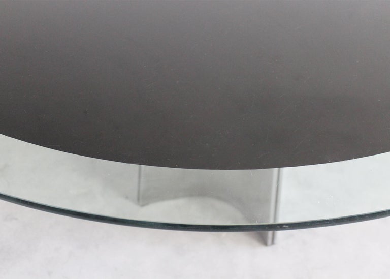 French Luigi Saccardo Round Pedestal Table in Steel and Glass by Maison Jansen, 1970s For Sale