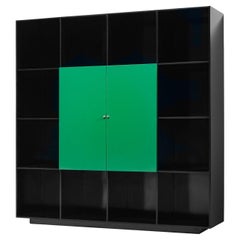 Luigi Saccardo 'Topline' Wall Unit in Vibrant Green and Black Color