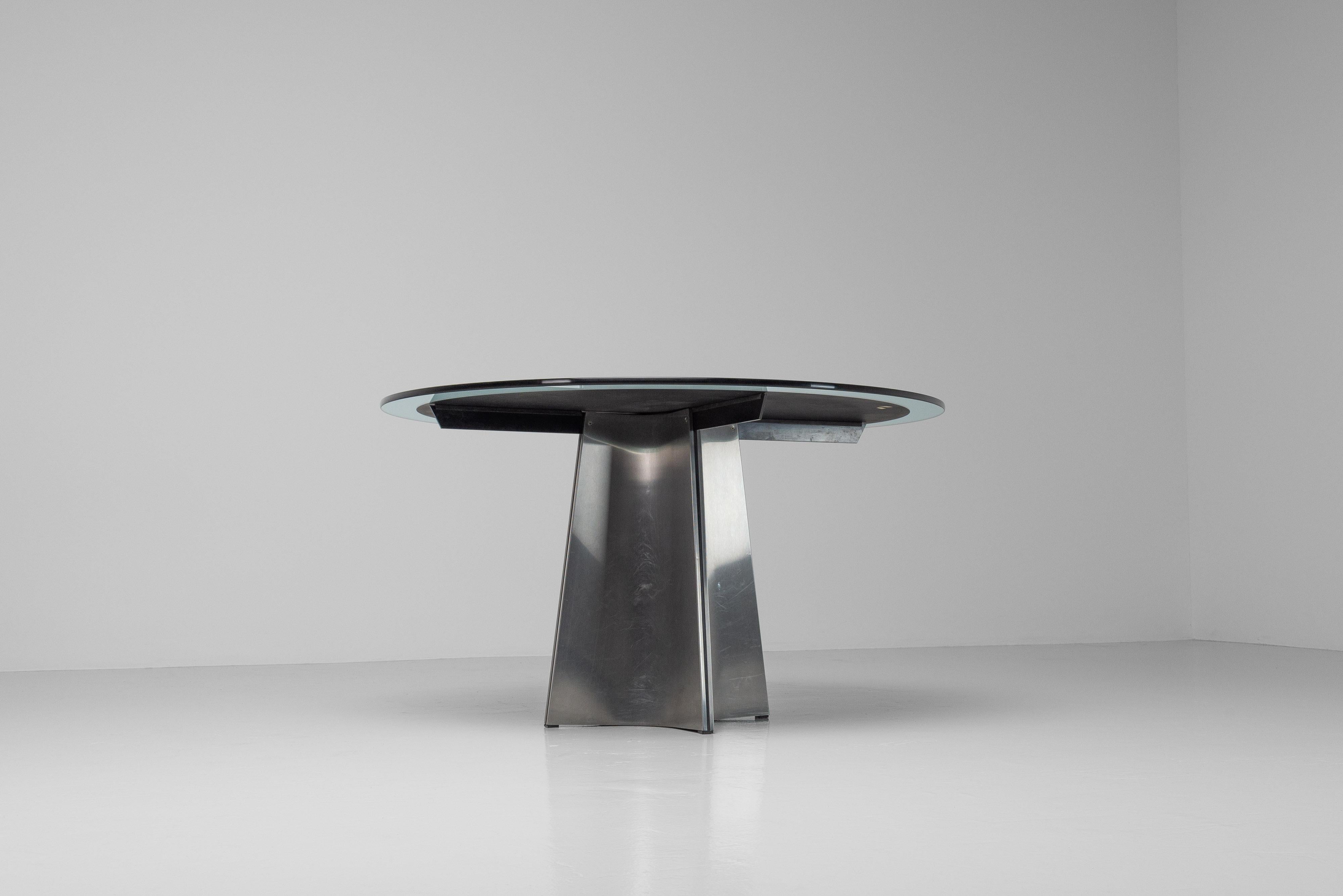 Stainless Steel Luigi Saccardo ufo dining table for Arrmet Italy 1972 For Sale