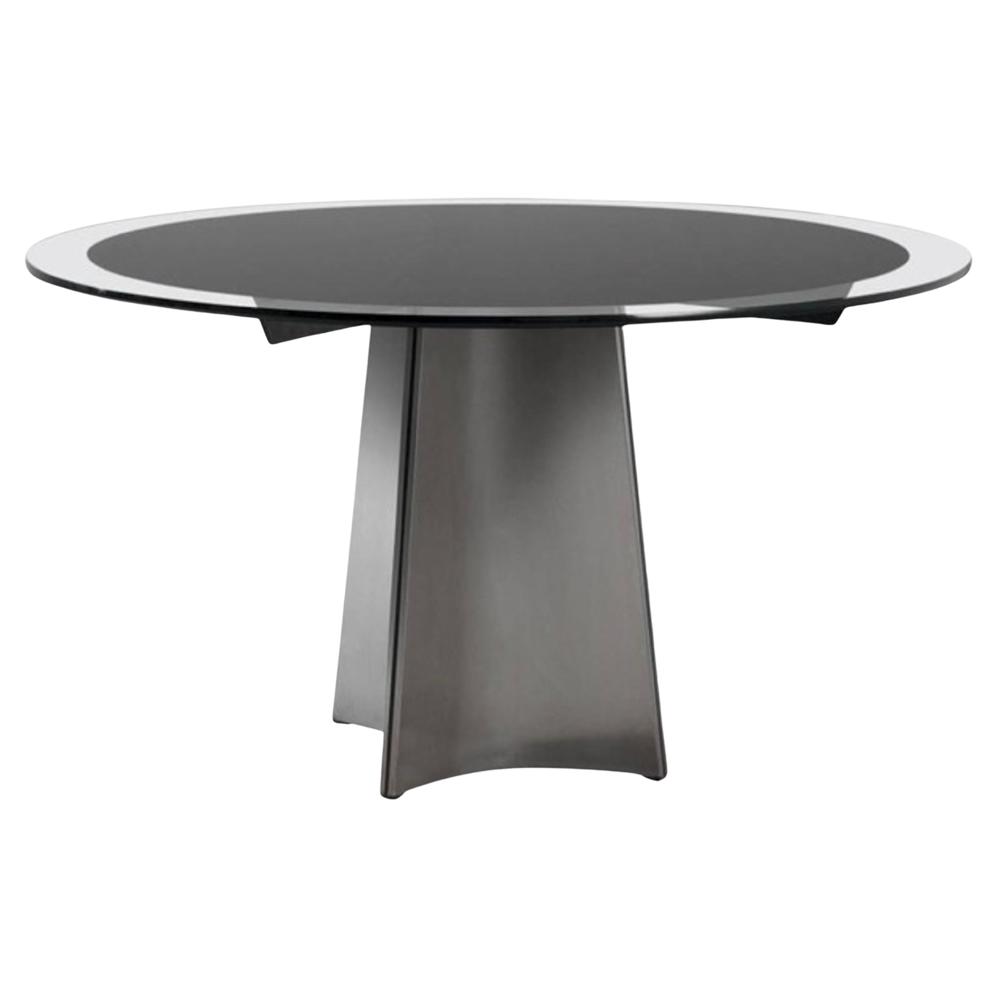 Table rondeUFO de Luigi Saccardo pour Maison Jans Steel & Glass, Italie, années 1970