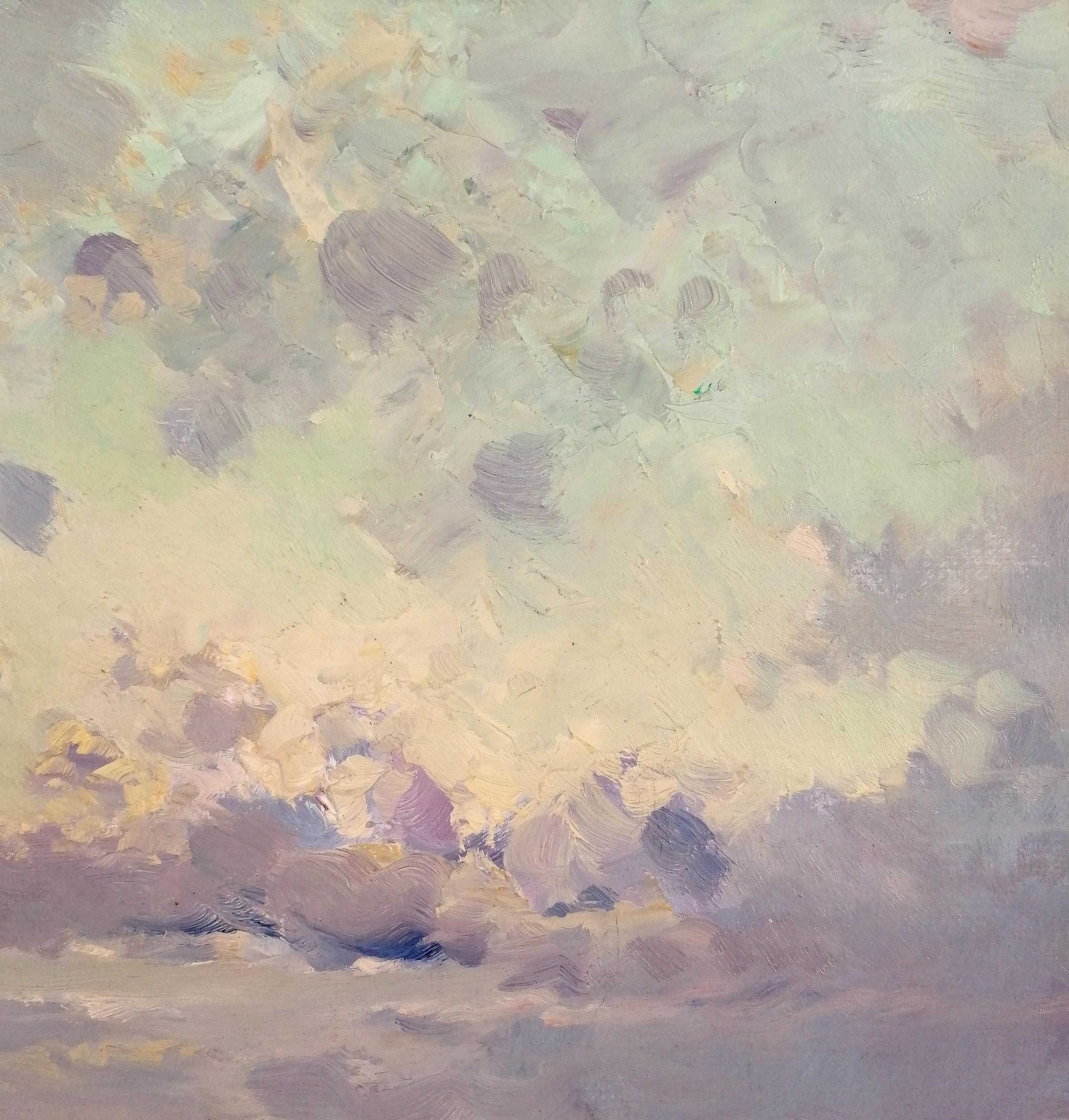 Sonnenuntergang an der Küste - Italienische Meereslandschaft des frühen 20. Jahrhunderts, Öl auf Leinwand Gemälde im Angebot 2
