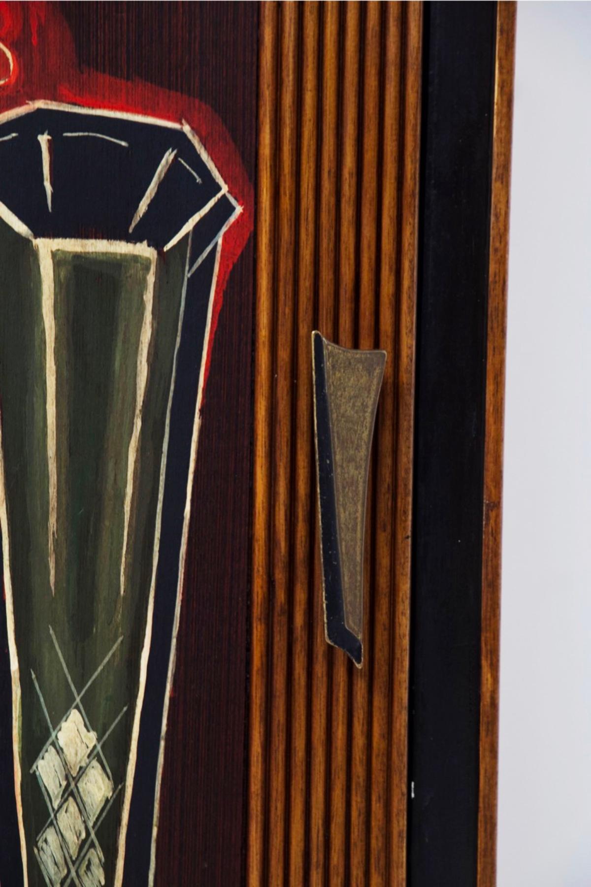 Luigi Scremin Amazing Wooden Cabinet 'Attr.' In Good Condition In Milano, IT