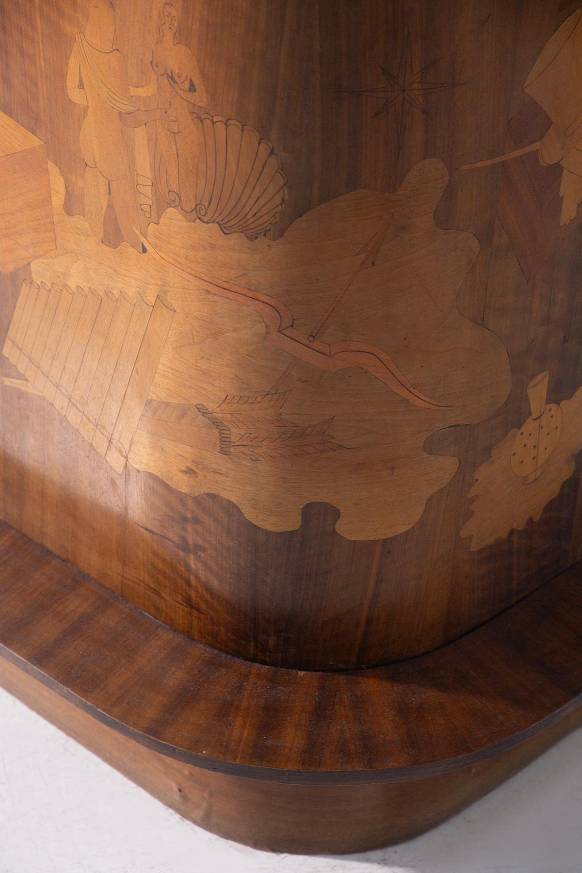 Luigi Scremin Corner italian bar table or desk with inlays For Sale 2