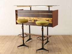Luigi Scremin For La Permanente Mobili Cantu Bar Counter With Stools 1960's