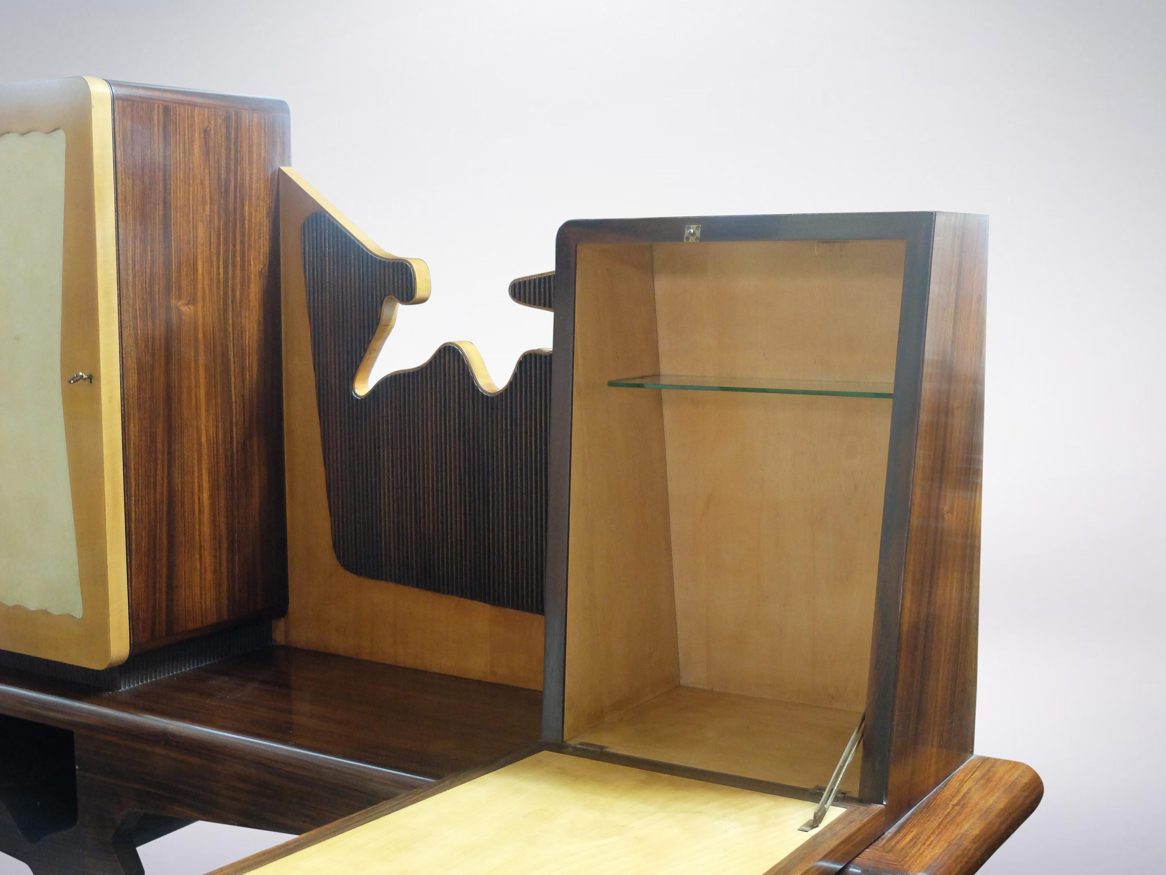 Luigi Scremin, italienisches Esszimmer-Sideboard aus Mahagoni aus der Mitte des Jahrhunderts, um 1950 (Mitte des 20. Jahrhunderts) im Angebot