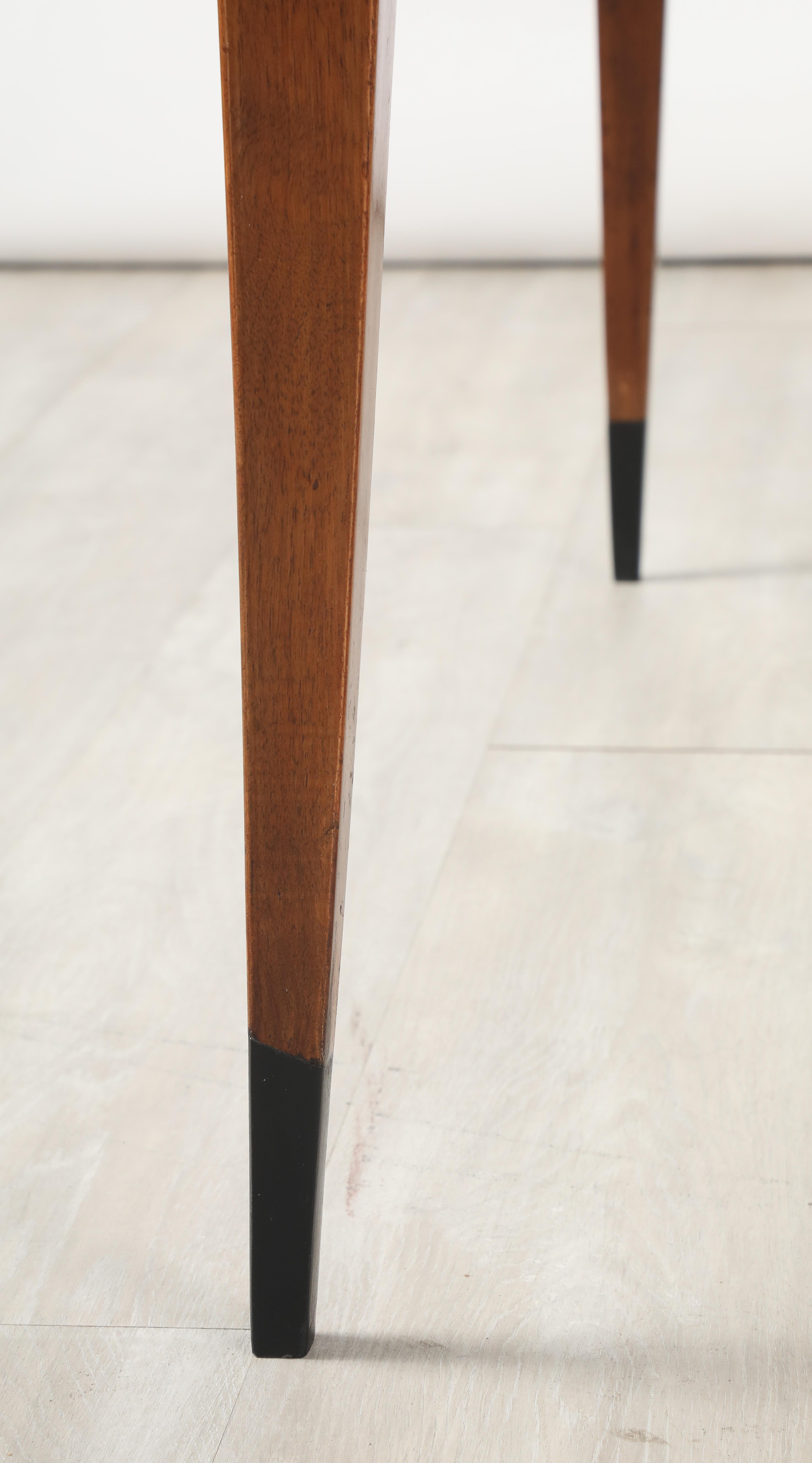 Luigi Scremin Italian Walnut and Black Glass Console Table, Italy, circa 1940 For Sale 3