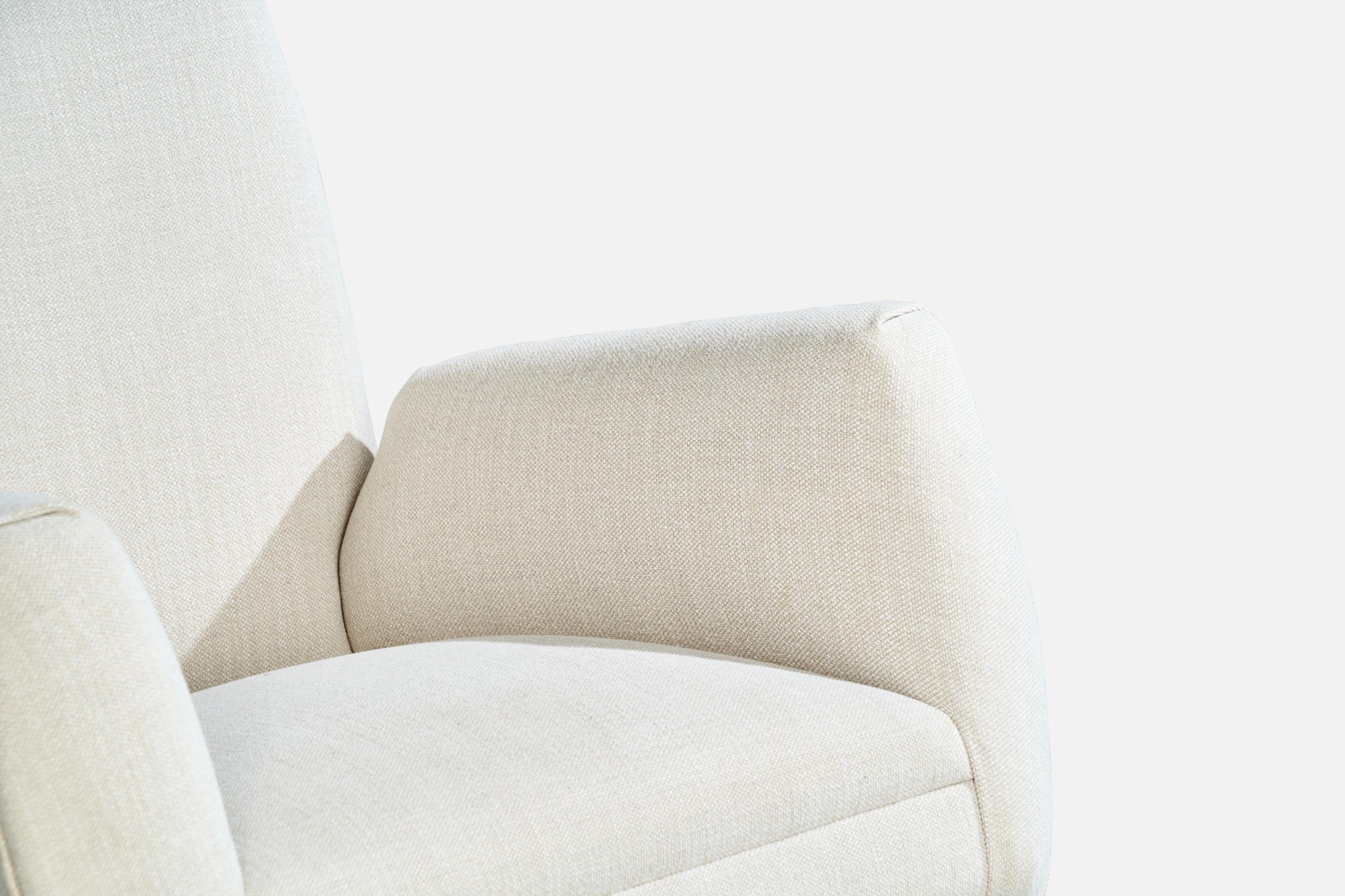 Luigi Scremin, Lounge Chairs, Wood, Fabric, Italy, 1950s For Sale 4