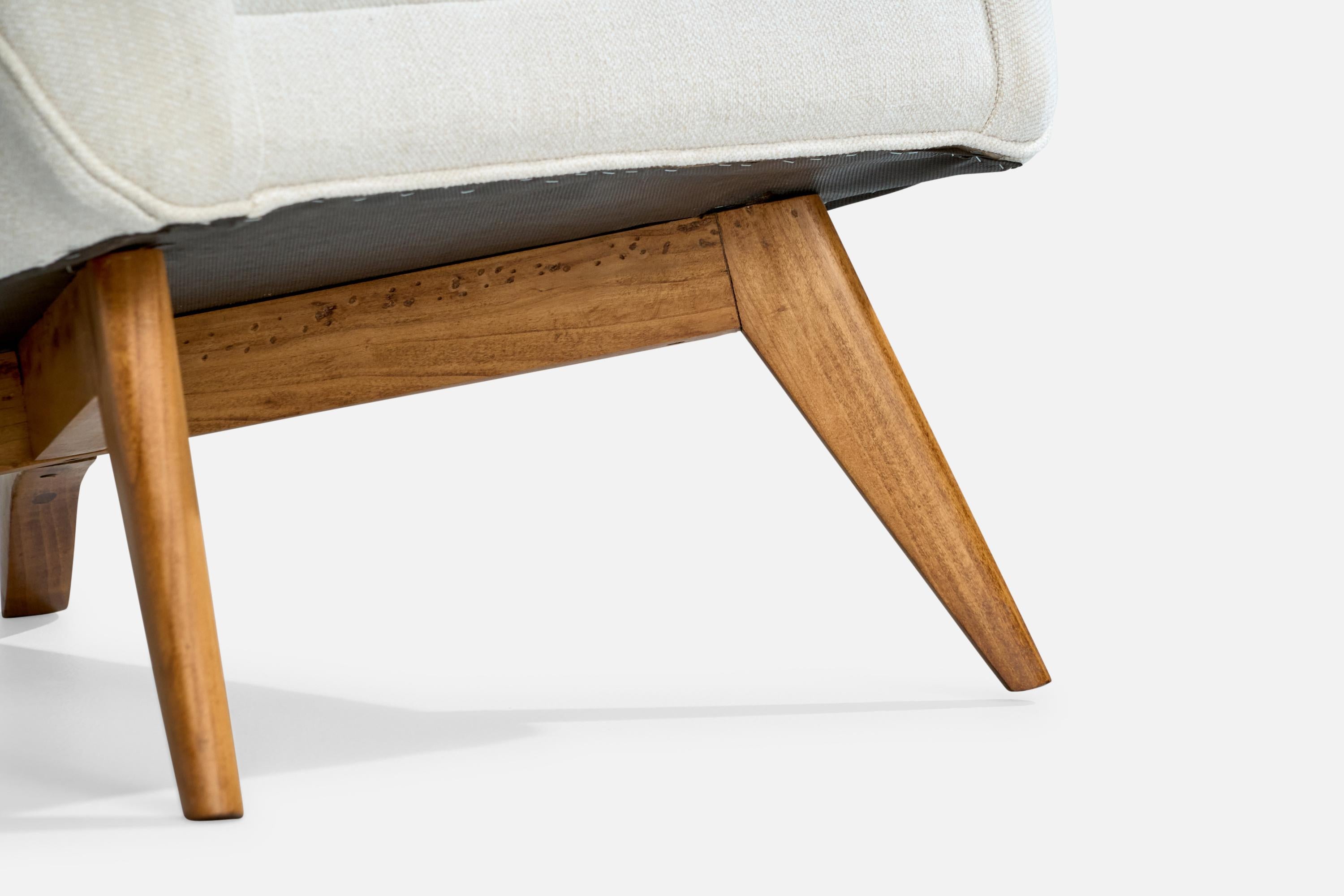 Luigi Scremin, Lounge Chairs, Wood, Fabric, Italy, 1950s For Sale 6