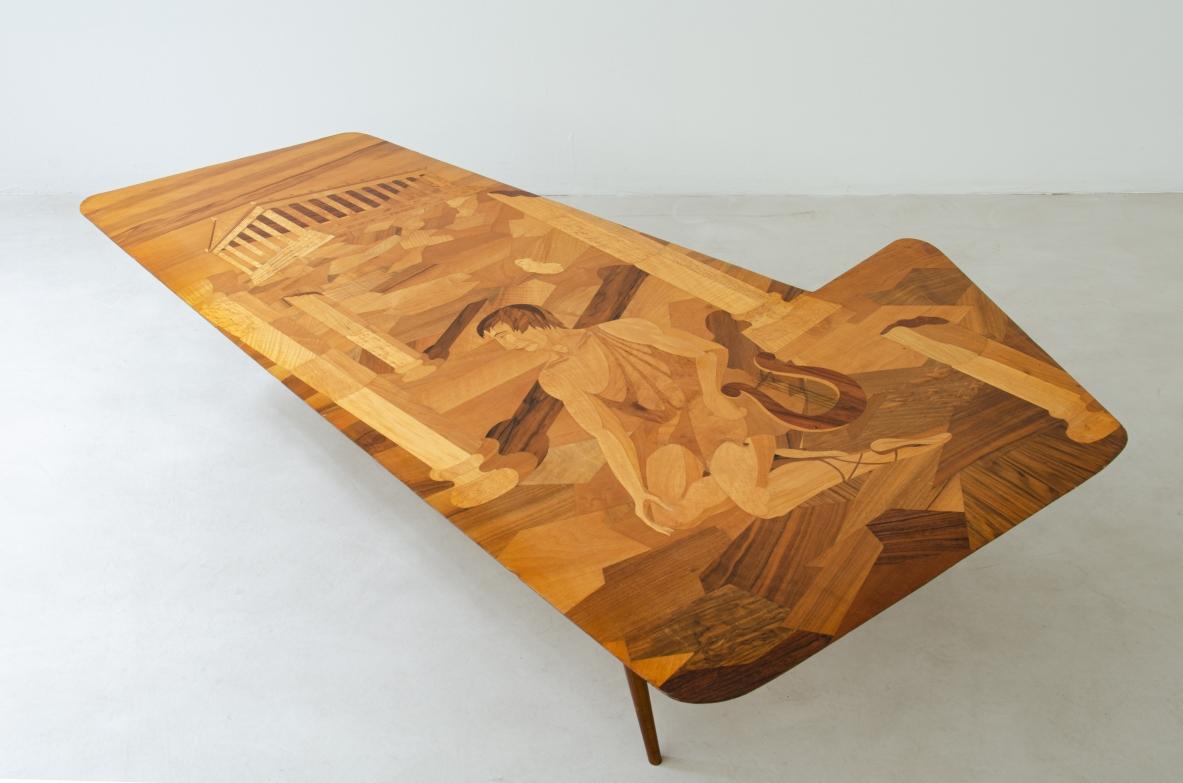 Luigi Scremin „Orpheus im Tempel“.  Großer und einzigartiger niedriger Tisch im Zustand „Hervorragend“ im Angebot in Milano, IT