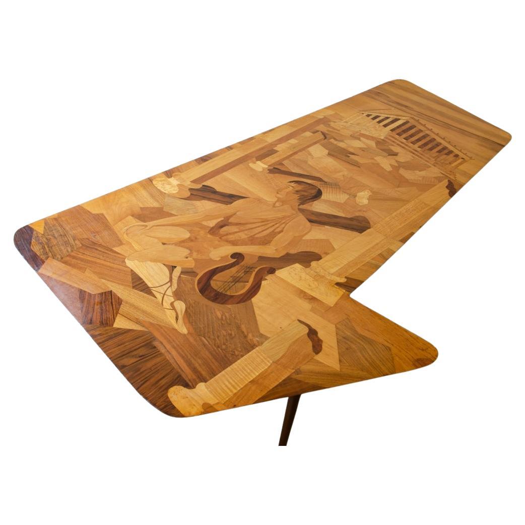Luigi Scremin "Orpheus in the Temple".  Large and unique low table For Sale