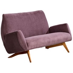 Luigi Scremin, Canapé, Wood, tissu, Italie, années 1950