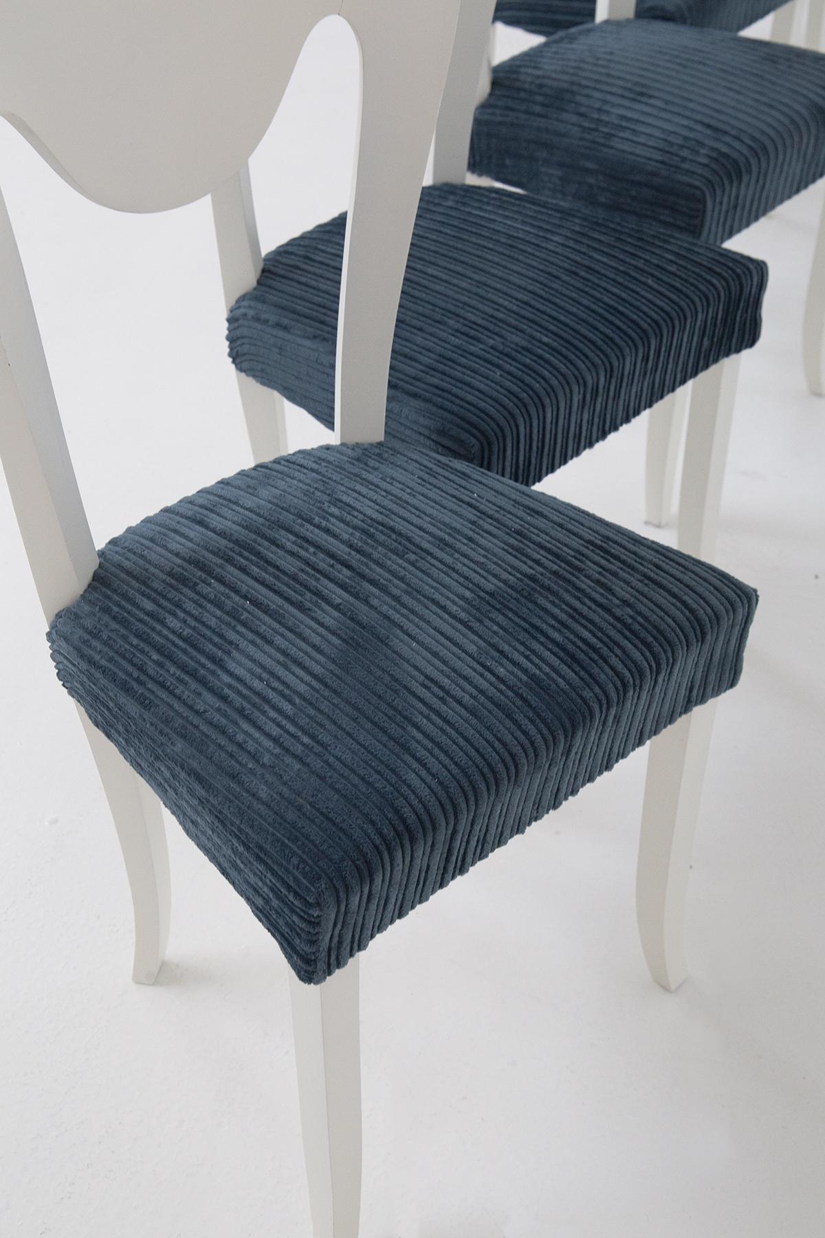 Luigi Scremin Vintage Stühle aus weißem Holz und Samt (Italienisch) im Angebot