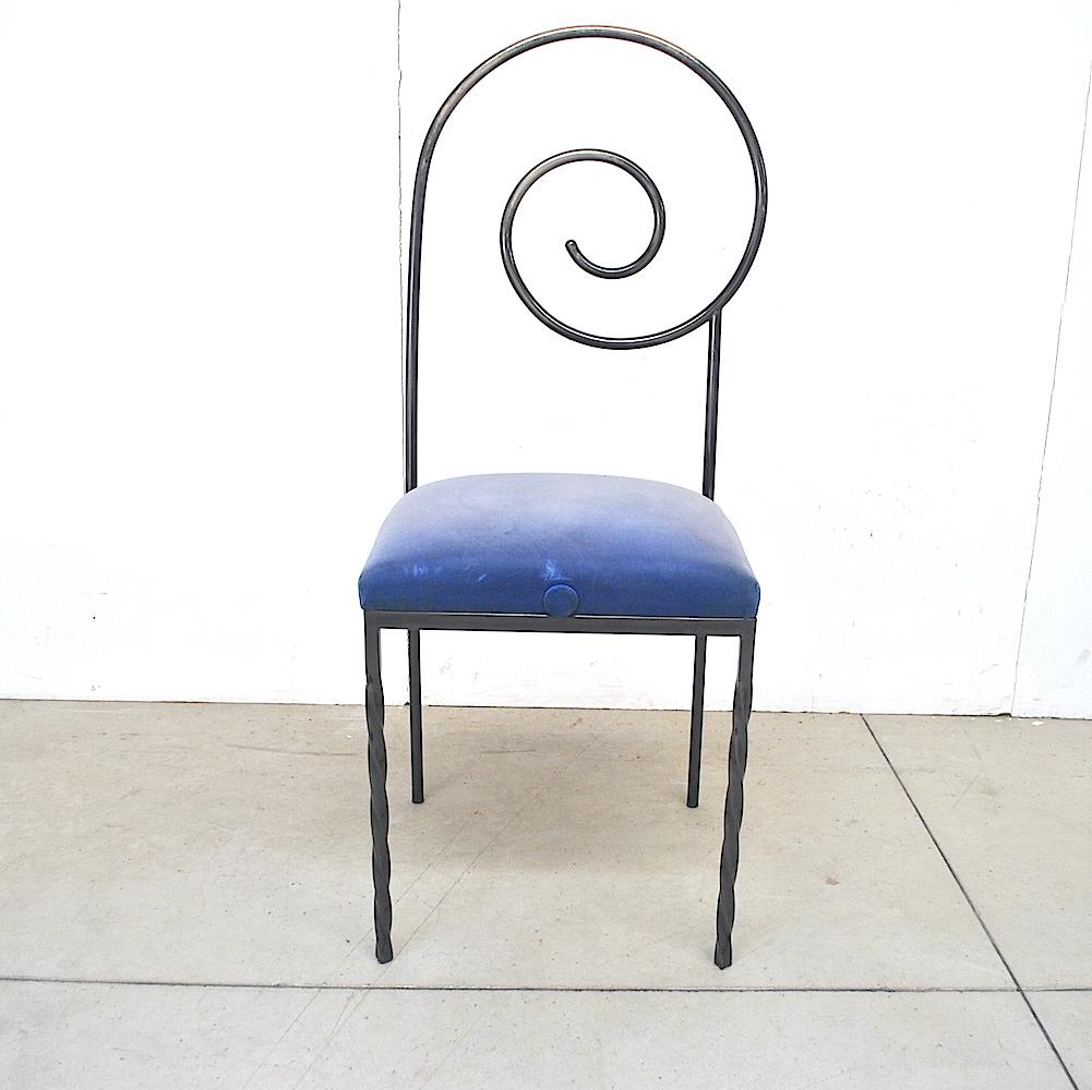 Steel Luigi Serafini Italian Midcentury Designer Six Chairs 1980s Model Suspiral