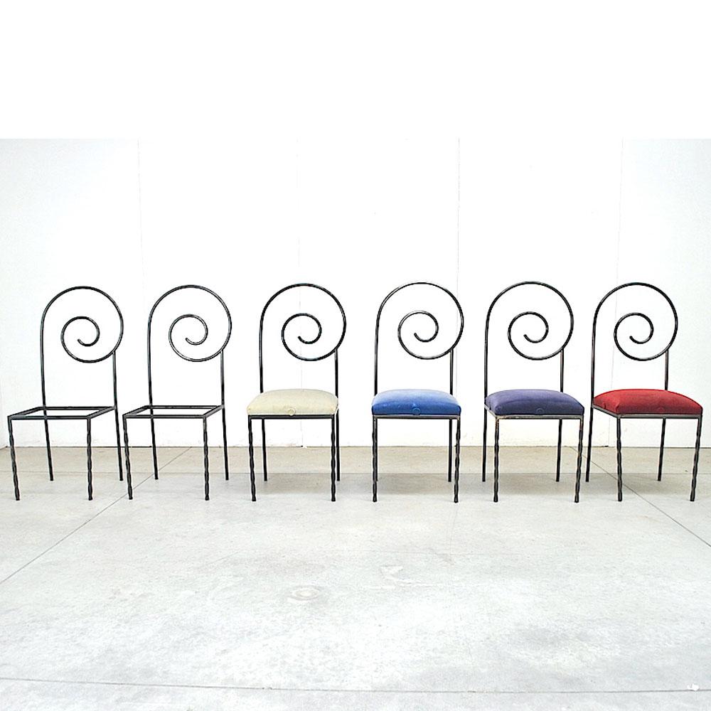 Luigi Serafini Italian Midcentury Designer Six Chairs 1980s Model Suspiral 3