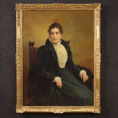 siglo XIX Óleo sobre lienzo Retrato de dama italiana Firmado Luigi Sorio