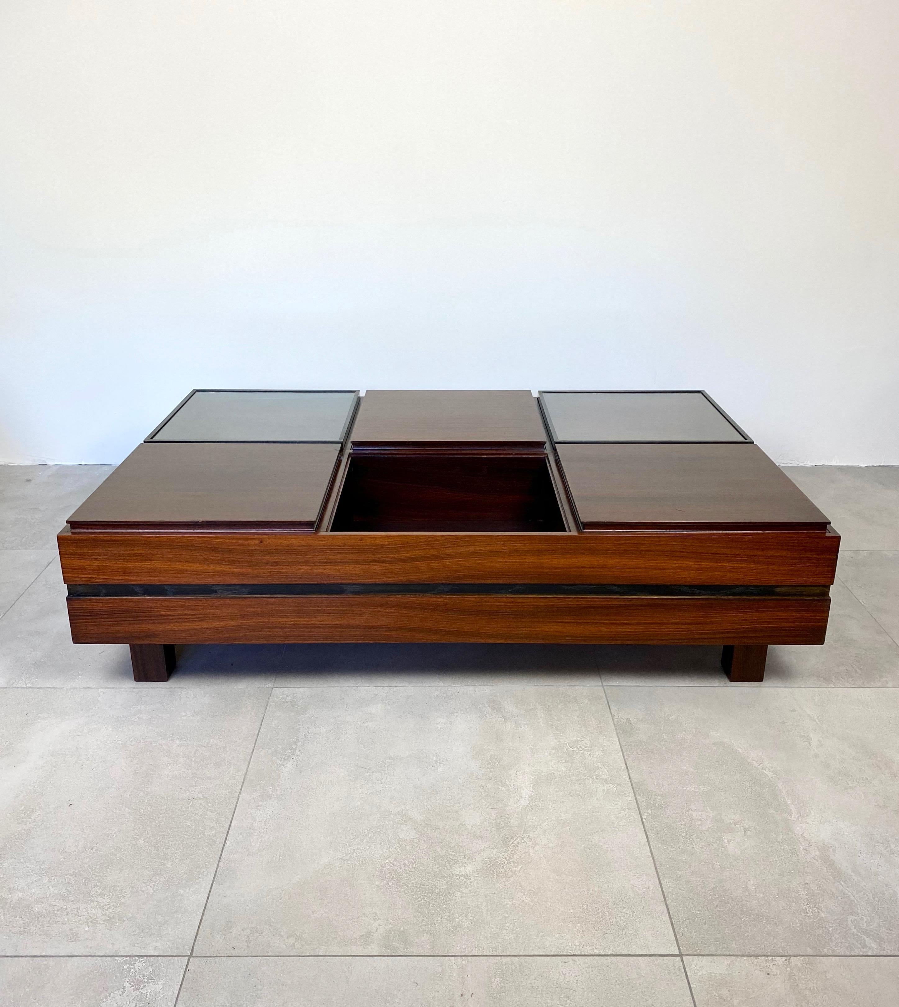 Luigi Sormani Rectangular Modular Coffee Table in Wood, Italy, 1960s 1