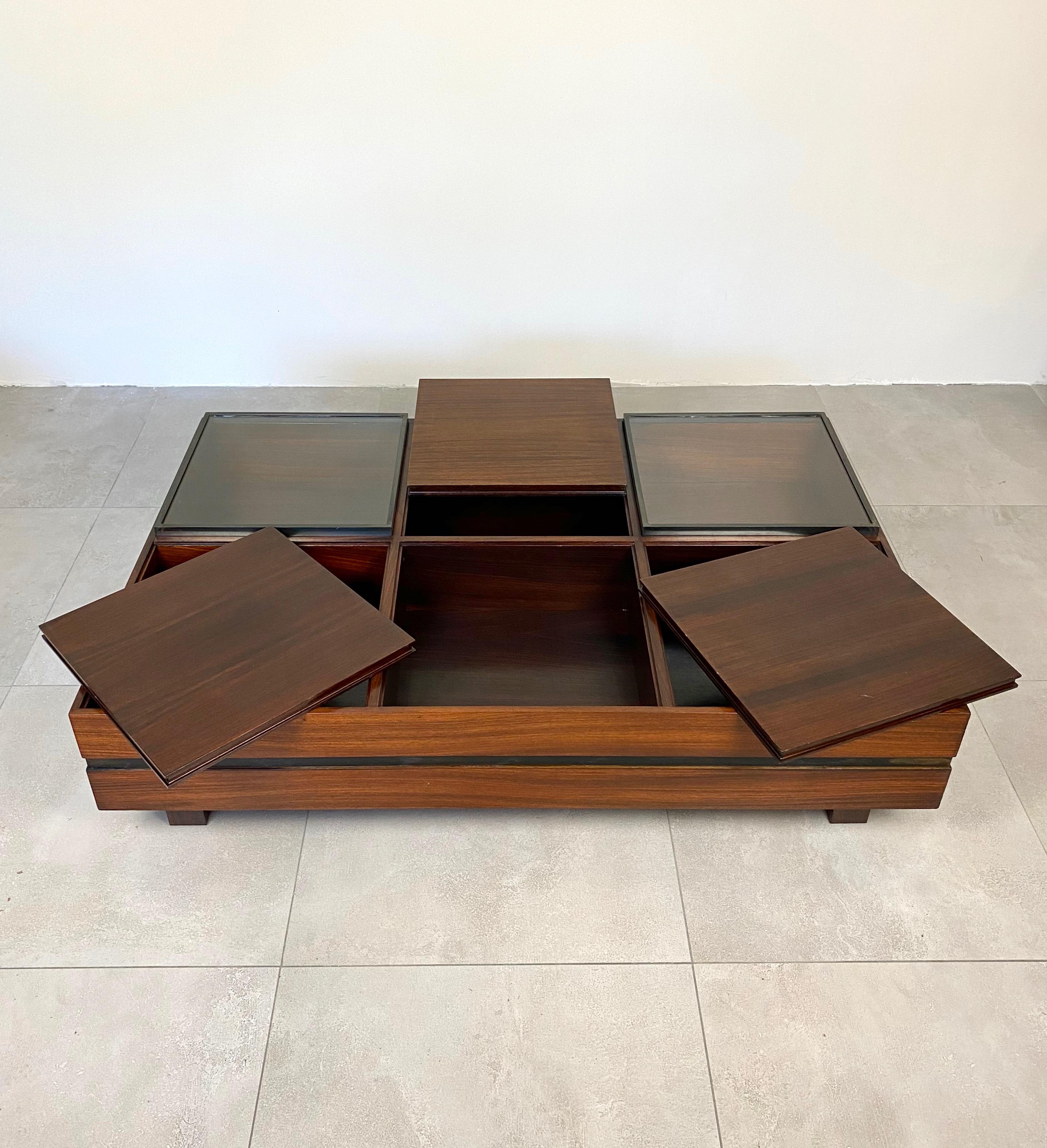 Mid-Century Modern Luigi Sormani Rectangular Modular Coffee Table in Wood, Italy, 1960s