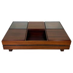 Retro Luigi Sormani Rectangular Modular Coffee Table in Wood, Italy, 1960s