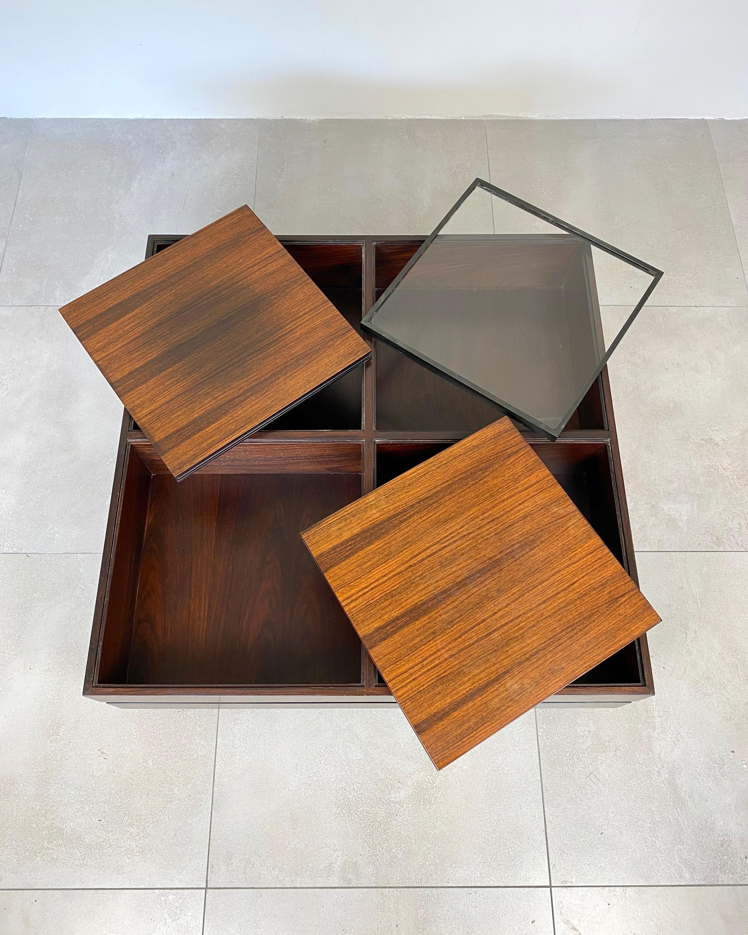 Table basse modulaire carrée Luigi Sormani en bois, Italie, années 1960 en vente 5