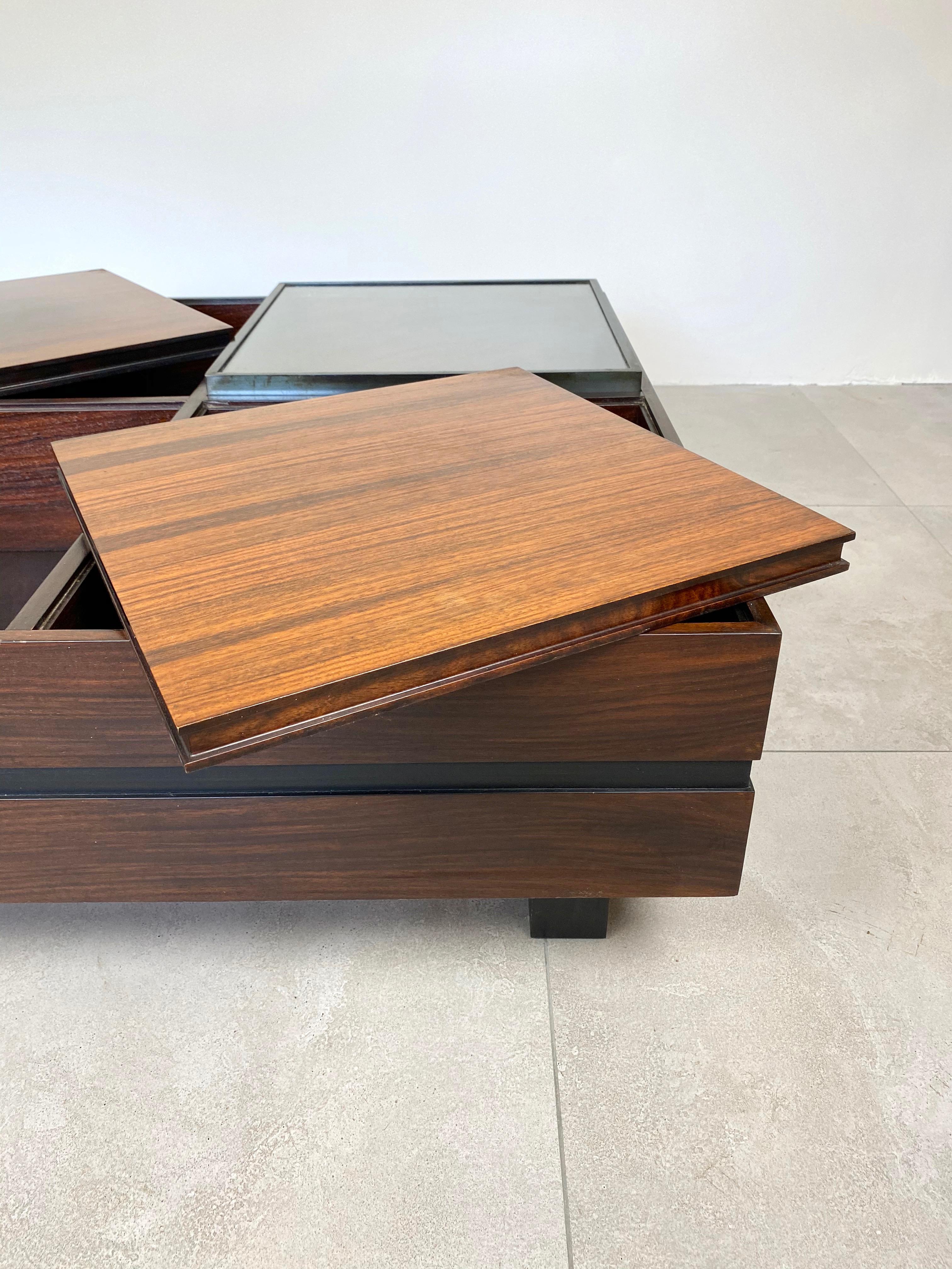 Luigi Sormani Square Modular Coffee Table in Wood, Italy, 1960s For Sale 8